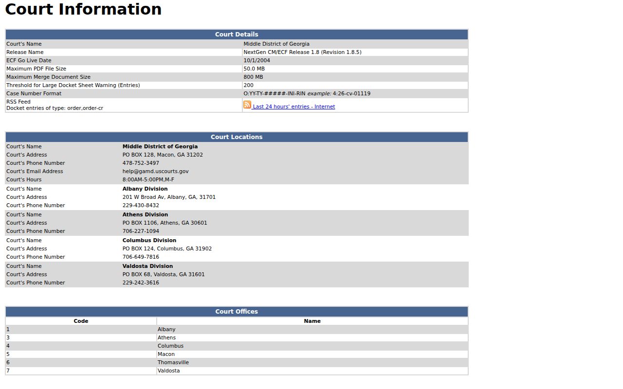 Marion County case search boundary at the Middle District CM ECF system