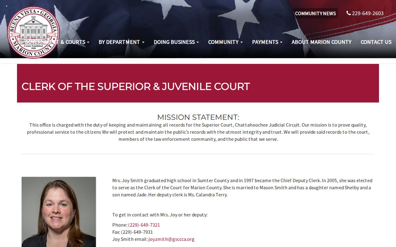 Marion County court records Superior and Juvenile Clerk page