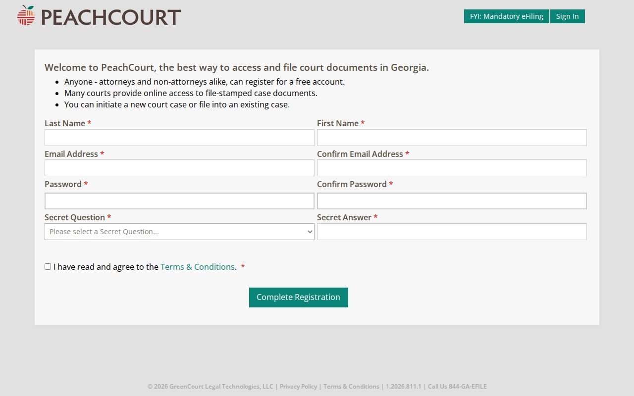 Marion County criminal docket PeachCourt registration form
