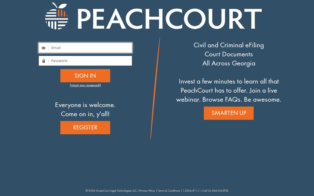 Marion County criminal docket PeachCourt account access screen