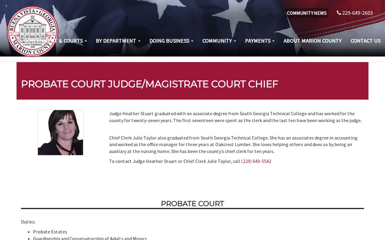 Marion County traffic court records at the Probate and Magistrate Court page