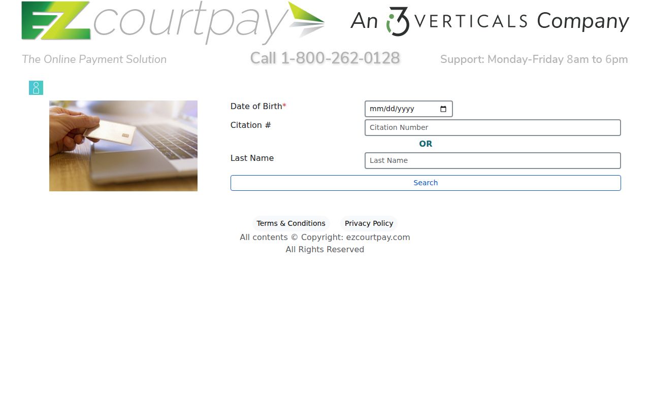 Marion County traffic court records search fields in EZCourtPay